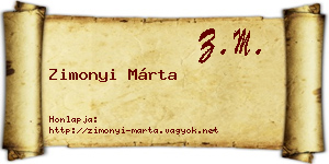 Zimonyi Márta névjegykártya