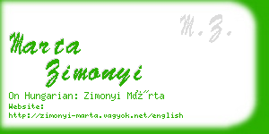 marta zimonyi business card